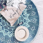 RosieLily Round Mandala Beach Towel, Microfiber Hippie Boho Extra Large Sand Proof Quick Dry Beach Blanket, Circle Pool Picnic Table Mediation Yoga Mat, 59 inch Towel with Tassels Gifts for Women