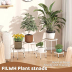 Plant Stand Indoor Outdoor 5 Pack Heavy Duty Metal Stand Multiple Plants, Anti-Rust Iron Flower Pot Stand Decoration Racks Plant Pot Shelf for Living Room Garden Balcony (White)