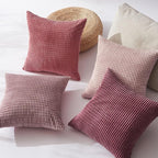 Topfinel 4 Packs Pink Decorative Throw Pillow Covers 22x22 Inch for Living Room Couch Bed Sofa, Boho Western Farmhouse Home Decor, Square Soft Moss Corduroy Fall Cushion Case 55x55 cm