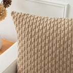 Kevin Textile 14x20 Inch Pillow Cover 1 Pack Boho Decorative Soft Striped Corduroy Lumbar Farmhouse Solid Color Accent Rectangle Cushion Case for Living Room Couch Sofa Bed, Tan