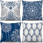 Coliuso Decorative Throw Pillow Covers 18x18 Set of 4, Blue Modern Simple Square Pillow Case Cushion Cover for Sofa Couch Farmhouse Outdoor Living Room (Blue, 18"x18")