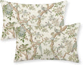 Green Floral Bird Pillow Covers 12x20 Set of 2 Chinoiserie Throw Pillows Green Vintage Flowers Bird Decorative Pillow Cases Outdoor Chinoiserie Decor Farmhouse Cushion Case for Couch Sofa