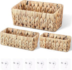 3 Pcs Woven Hanging Wall Baskets for Storage Seagrass Wall Mount Organizer with 6 Mounting Hooks Decorative Bathroom Basket for Boho Room Decor Letters Mail Kitchen