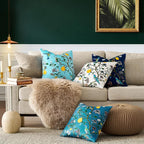 MUSSEL Light Blue Floral Pillow Covers 12x20 Set of 2, Velvet Wild Flower Plant Throw Pillows Case, Square Farmhouse Decor Cushion Covers for Home Sofa Bed Couch