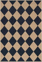 Lahome Colette Checkered Easy Jute Kitchen Rug, 2x3 Front Door Mat Non Slip Washable Neutral Area Rug, Farmhouse Diamond Non Shedding Low Pile Floor Carpet for Entryway Porch Doorway