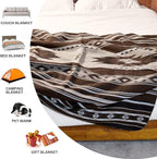 Aztec Patterned Throw Blanket with Soft Sherpa Lining, Traditional Southwestern Navajo Tribal Style Warm Throw for Camping, Outdoor, Light Weight Cozy Boho Blanket for Couch, Sofa, Bed, 60"x80", Brown