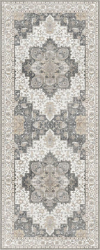 GENIMO 2x12 Runner Rugs for Hallway, Machine Washable Non Slip Vintage Rugs, Low Pile Lightweight Soft Print Rug for enrtyway, Corridor, Home Office, Kitchen, Heathered Grey