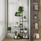 Plant Stand Indoor Outdoor Plant Stands for Patio 6 Tier Tall Plant Stand Metal Flower Shelf Multilayer Flower Holder Modern Black Corner Decoration Racks for Gardern,Balcony,Hallway (6-Tier)