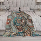 Colorful Bohemian Throw Blanket Vintage Floral Mandala Flower Aztec Boho Blanket for Sofa Bed Couch Chair Or Dorm 40"x50"