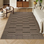 Beevia Striped 5x7 Neutral Jute Rug, Indoor Outdoor Rugs for Living Room, Farmhouse Modern Non-Slip Large Floor Carpet for Patio Balcony Dining Room Decor (Nature, 5x7ft)