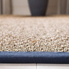 SAFAVIEH Area Rug 5x8 - Natural Fiber Collection - Natural & Blue, Seagrass, Basketweave Pattern with Border (NF114E)