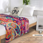 Boho Paisley Floral Throw Blanket Mandala Indian Bohemian Colorful Flowers Blanket for Sofa Bed Couch Chair Or Dorm 60"x80"