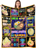 Aipon Anime Ramen Gaming Gamer Blanket 50"x 60", Anime Ramen Lover Gaming Gamer Gifts for Boys Kids Men, Funny Food Game Controller Blankets, Soft Cozy Lightweight Throw Blanket for Girls Women