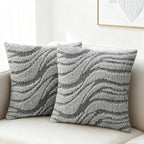Grey Pillow Covers 20x20 Inches Set of 2,Soft Faux Fur Textured Throw Pillow Covers Boho Geometric Reversible Decorative Pillow Covers Home Decor for Couch Bed Livingroom