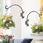 Qiang Ni Plant Hanger Outdoor: 16 Inch Bird Feeder Bracket for Garden Patio Decor - 2 Piece Swivel Adjustable Wall Mount Plant Hook for Hanging Flower Baskets