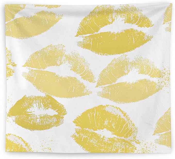 WNAGT Trendy Black and White Kiss Lips Tapestry Wall Hanging, Funky Makeup Wall Decor, Fashion Aesthetic Wall Blanket Decor for Girls Room College Dorm Makeup Room Beauty Room, 50x60 Inch