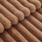 decorUhome Cozy Faux Fur Throw Pillow Covers 20x20 Set of 2 Decorative Soft Plush Striped Modern Farmhouse Boho Couch Pillow Cases with Velvet Back for Sofa Bed Living Room, Brown