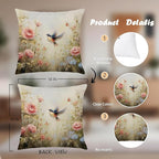 Vintage Spring Hummingbird Floral Pillow Cover 20x12 Double-Sided,Rustic Cottagecore Decor,French Country Spring Wildflower Bird Decorative Throw Pillow Cover for Couch Bed Bedroom Living Room