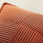 MIULEE Dark Rust Decorative Throw Pillow Covers for Couch Bed Livingroom 18x18 Inch Set of 2 Boho Accent Throw Pllows Broadside Striped Patchwork Soft Corduroy Pillowcases