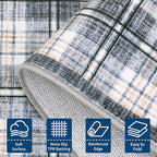 GarveeHome Checkered Area Rugs 6x9 for Living Room, Machine Washable Non Slip Backing Rug, Stain Resistant Low-Pile Indoor Carpet for Bedroom Dining Room Office Nursery Grey