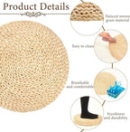 Barydat 6 Pcs Floor Cushions Round Large Pillow Seating Meditation Floor Pillow Boho Natural Woven Seat Cushion Japanese Tatami Cushion for Yoga Room Balcony Chair Pad, 15.75 Inch