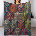 Hippie Bohemian Mandala Throw Blanket Indian Flower Floral Texture Print Blanket for Sofa Bed Couch Chair Or Dorm 60"x80"