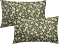 Olive Green Pillow Covers 12x20 Set of 2 Vintage Floral Rustic Old Style Cute Flower Print Rectangle Decorative Outdoor Pillowcases Seasonal Farmhouse Throw Cushion Case Couch Sofa Bed Decor