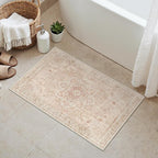 GENIMO Area Rug 2x3 Doormat, Machine Washable Low Pile Rugs, Small Retro Chenille Entryway Mat for Entrance, Hallway, Kitchen and Corridor, Light Pink