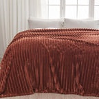 NEWCOSPLAY Super Soft Throw Blanket Coffee Premium Silky Flannel Fleece 3D Ribbed Jacquard Lightweight Bed Blanket All Season Use (Coffee Ribbed, Throw(50"x60"))