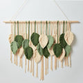 Macrame Wall Hanging Boho Wall Tapestry Handmade Woven Leaf Wall Decor Crochet Wall Art for Home Office Apartment (Green, 39.4" W x 31.5" L)