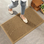 Sturdy Front Door Mat, Absorbent Muddy Dirt Resist Welcome Door Mats Outdoor Indoor, Stain and Fade Resistant, Non-Slip Backing Entry Mat Low Profile Doormat for Entryway, 36×24, Brown