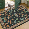 Mushroom Whimsical Cottage Core Small Rug 2x3 Washable Door Mat Indoor Rugs for Entryway Non-Slip Soft Insect Bug Butterfly Funky Decor for Bedroom Kitchen Black Brown