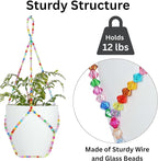 2 Pack Macrame Plant Hanger (for 8" Pot), Glass Beaded Plant Hangers Indoor Outdoor | Colorful Hanging Planters, Hanging Plants Holders | No Pot/Plants Included (2PK, for up to 8")