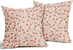 Pink Floral Pillow Covers 22x22 Set of 2 Vintage Rustic Old Style Cute Small Flower Cream Print Decorative Outdoor Pillowcases Farmhouse Throw Cushion Case Decor for Couch Sofa Bed