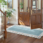 Lahome Floral Blue 2x6 Runner Rug for Hallway,Scalloped Washable Rug Runner Non Slip Kitchen Rugs Ultra-Thin Stain Resistant Boho Carpet Runner for Laundry Bathroom Bedroom Ariele