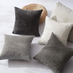 Topfinel 4 Packs Grey Decorative Throw Pillow Covers 24x24 Inch for Living Room Couch Bed Sofa, Boho Western Farmhouse Home Decor, Square Soft Moss Corduroy Fall Cushion Case 60x60 cm