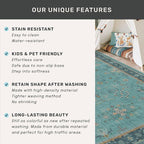 Teal Boho 2x5 Non Slip Small Kitchen Rug Runner - Washable Low Pile & Soft Carpet for Bathroom, Bedroom Beside Bed, Non Skid Floral Vintage Rugs for Laundry Room, Entryway