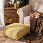 SUTAVIA Pouf Ottoman Cover Unstuffed Pouf Seat Decorative Soft Storage Bean Bag 20x20x8 Inches Square Floor Footrest for Living Room Bedroom (Yellow, Square)