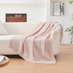 CozeCube Check Knit Throw Blanket, Pink Checkered Throw for Couch, Decorative Christmas Soft Cozy Warm Knitted Blanket for Bed Sofa Living Room, 60"X80"