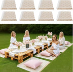 8 Pcs Outdoor Picnic Blanket 35"x35" Boho Blanket Woven Cotton Yarn Portable Mat Plaid with Fringe Washable for Picnic Party Camping Beach Travel Lawn Indoor Bohemia Decor (Beige)