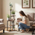 4 Tier Plant Stand Indoor, Tiered Plant Stands for Indoor Plants Multiple, Corner Flower Stand for Living Room, Multi-Layer Vintage Design Plant Shelf