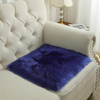Softlife Blue Faux Fur Sheepskin Chair Cover Seat Cushion Pad Super Soft Area Rugs for Living Bedroom Sofa Dorm (1.6ft x 1.6ft, Royal Blue)