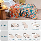 Boho Throw Blanket 50"x60" 100% Cotton Couch Blanket, Breathable Lightweight Spring Decorative Reversible Blankets with Fringe for Sofa Chair Bed Vintage Decor