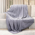 Mon Chateau 60" x 70" Fireside Mélange Throw Blanket, Contrast Stitching Soft Blanket for Queen-Size Bed, Couch, or Sofa, Cozy Home Decor and Stylish Living Room Comfort, Moonstone