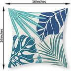 Tropical Pillow Covers 16x16 Set of 2 Navy Blue Aqua Teal Monstera Palm Leaf Pillowcase Summer Decorations Tropical Outdoor Throw Pillows Linen Decor Botanical Plant Cushion Case for Home Bed