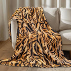 MACEVIA Flannel Fleece Throw Blanket for Couch, Brown Tiger Print Blanket, Fuzzy Cozy Comfy Super Soft Fluffy Plush Animal Print Blankets for Bed Sofa, Suitable for All Seasons (Tiger,50x60inches)