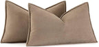 MIULEE Pack of 2 Coco Brown Decorative Lumbar Pillow Covers 12x20 Inch Soft Chenille Luxurious Couch Throw Pillows Farmhouse Cushion Covers with Elegant Design for Sofa Bedroom Living Room Home Decor