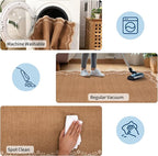 GarveeHome Round Area Rugs 4ft for Kids Room, Solid Brown Scalloped Washable Circle Rug Soft Non Slip Floral Print Floor Mat Carpet Indoor Thin Tent Rug for Bedroom Dining Room Playroom Nursery
