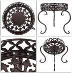 OwnMy Metal Round Plant Stand Indoor Outdoor Flower Pot Holder, Heavy Duty Iron Plant Stand Display Potted Rack for Home, Garden, Patio, Dark Brown
