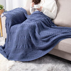 lifein Fall Throw Blanket for Couch - Soft Boho Knitted Farmhouse Bed Throws,Cozy Small Lightweight Blankets&Throws with Tassels for Autumn,Woman,Man,Home Decor,Bed,Chair,Sofa,Room,Gift(Blue,50*60")